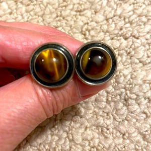 Sterling Silver Tiger Eye Cuff Links